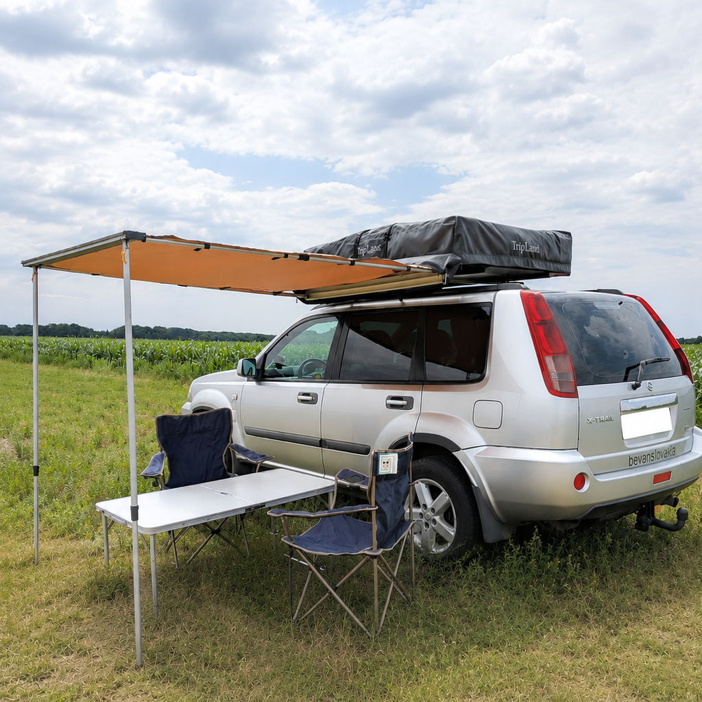 overland car for rent in Slovakia with awning VEVOR